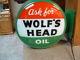 Vintage Wolf's Head Lighted 2 Sided Flange Sign