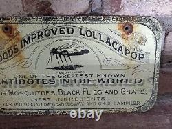 Vintage Wood's Improved Lollacapop Antidote Porcelain Medicine Sign 5.5 X 10.5