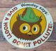 Vintage Woodsy Says Porcelain Don't Pollute Forest National Park Gas Pump Sign