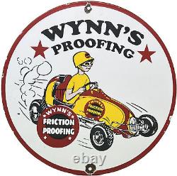 Vintage Wynn's Proofing Motor Oil Porcelain Sign Gasoline Gas Station Pump Plate