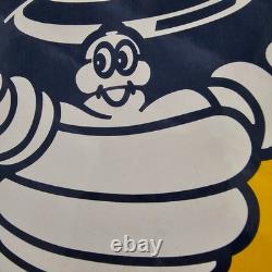 Vintage Yellow Michelin Xy Old Us Gasoline Oil Gas Pump Enamel Porcelain Sign