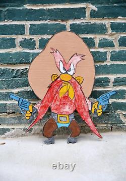 Vintage Yosemite Sam Back Off Sign Looney Tunes Cartoon car truck wood accessory