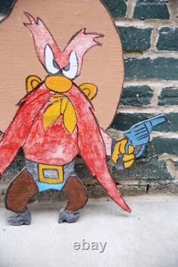 Vintage Yosemite Sam Back Off Sign Looney Tunes Cartoon car truck wood accessory