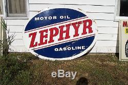 Vintage Zephyr Motor Oil Gasoline sign Porcelain 7' x 5