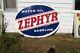 Vintage Zephyr Motor Oil Gasoline Sign Porcelain 7' X 5