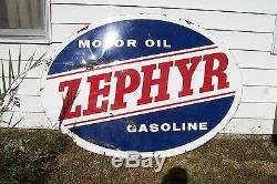 Vintage Zephyr Motor Oil Gasoline sign Porcelain 7' x 5