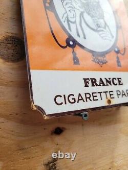 Vintage Zig Zag Porcelain Sign Smoke Cigarette Tobacco Rolling Pipe Gas & Oil