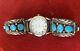 Vintage Zuni Sterling Silver Watch Band Tips Turquoise And Signed R
