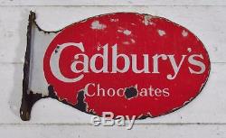 Vintage c1920 Cadbury & Bournville Chocolates Double Sided Enamel Sign