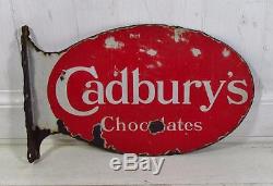 Vintage c1920 Cadbury & Bournville Chocolates Double Sided Enamel Sign
