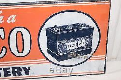 Vintage c. 1950 Delco Chevrolet Batteries Battery Gas Oil 25 Metal Sign