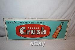 Vintage c. 1960 Orange Crush Soda Pop Bottle Gas Station 32 Metal Sign