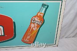 Vintage c. 1960 Orange Crush Soda Pop Bottle Gas Station 32 Metal Sign