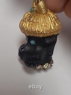 Vintage florenza pendant Dog Goldtone Torquoise Stones Signed