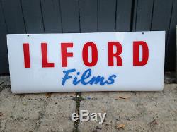 Vintage illuminated sign Ilford film cameras shop display classic Essex man cave
