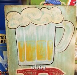 Vintage look Old Style Hand Painted Bar Sign hot rod garage art Weathered Patina