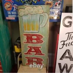 Vintage look Old Style Hand Painted Bar Sign hot rod garage art Weathered Patina
