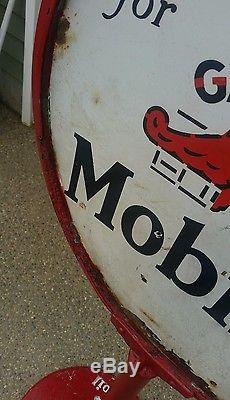 Vintage mobil gargoyle oil curb sign