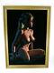 Vintage Nude Woman Black Velvet Painting Mid Century Girl Pinup Signed Retro