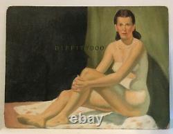 Vintage oil painting. 1940's nude woman. Original. Signed Helsinger