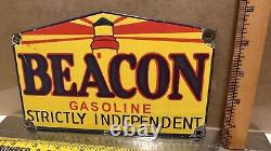 Vintage porcelain Beacon Gasoline Strictly Independent sign original