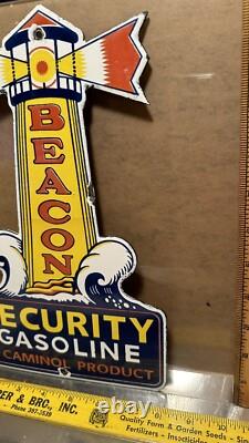 Vintage porcelain Beacon Security Gasoline sign original