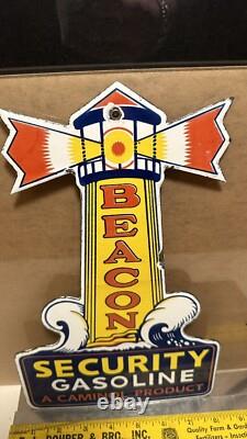 Vintage porcelain Beacon Security Gasoline sign original
