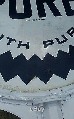 Vintage pure oil comp. Sign pole and porcelain sign not texaco gulf esso nascar