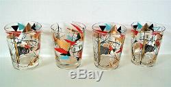 Vintage set of mid century modern abstract barware rare glasses tumblers signed