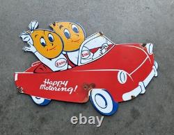 Vintage style Esso Gasoline Porcelain Sign Oil Drop Boy Gas Service Station Car