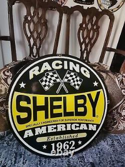 Vntg Art SHELBY RACING AMERICAN 1962 PORCELAIN ENAMEL SIGN Rare Advertising 30