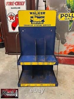 Vtg 1950's WALKER EXHAUST / MUFFLER Auto Parts Store Display Sign Gas & Oil