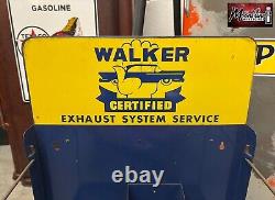 Vtg 1950's WALKER EXHAUST / MUFFLER Auto Parts Store Display Sign Gas & Oil