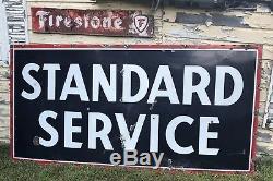 Vtg 1958 Standard Service Porcelain Gas Station Sign Gas Oil 8 X 4 SSP Nice
