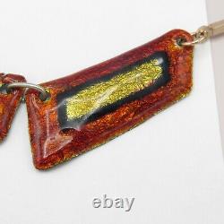 Vtg 1960s 70s Signed Limoges Foiled Enamel French Modernist Bib Necklace