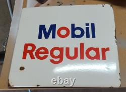 Vtg 1960s Mobil Regular Porcelain Gas Pump Sign Plate