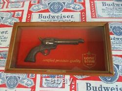 Vtg 1969 Lone Star Beer Peacemaker Gun Pistol In Motion Texas Tx Bar Heat Sign