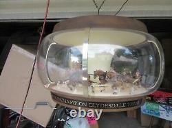 Vtg Budweiser Beer Sign Carousel Motion Bar Light Up Horse Team Wagon Old W Box