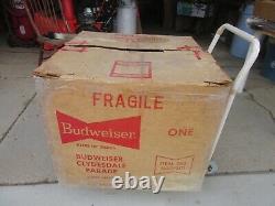 Vtg Budweiser Beer Sign Carousel Motion Bar Light Up Horse Team Wagon Old W Box