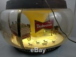 Vtg Budweiser Clydesdale Parade Carousel Beer Light Motion Rotating Sign As Is