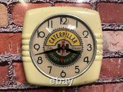 Vtg Caterpillar-john Deere Old Tractor Dealer Farm Store Advertising Wall Clock