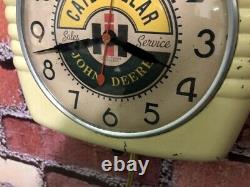 Vtg Caterpillar-john Deere Old Tractor Dealer Farm Store Advertising Wall Clock