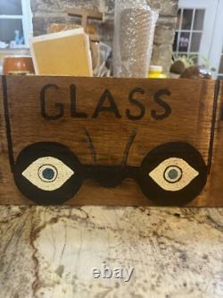 Vtg Eye glass exams wooden advertising eye glass sign