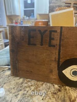 Vtg Eye glass exams wooden advertising eye glass sign
