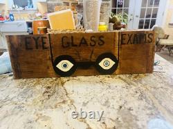 Vtg Eye glass exams wooden advertising eye glass sign