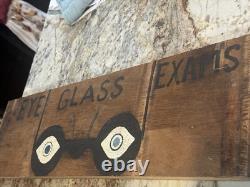 Vtg Eye glass exams wooden advertising eye glass sign