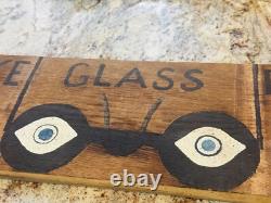 Vtg Eye glass exams wooden advertising eye glass sign