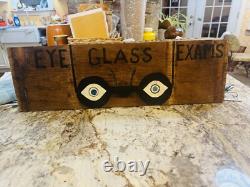 Vtg Eye glass exams wooden advertising eye glass sign