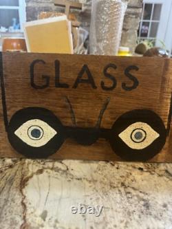 Vtg Eye glass exams wooden advertising eye glass sign