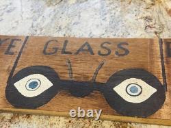 Vtg Eye glass exams wooden advertising eye glass sign